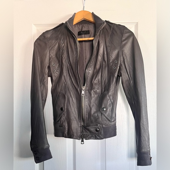 S.W.O.R.D Italy Lucca Washed Silver Lambskin Leather Bomber Jacket XS IT40 $750 - Picture 4 of 8